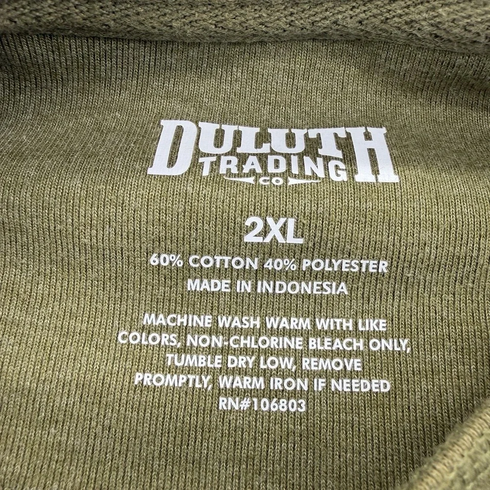 Duluth Trading Relaxed Fit Burly Thermal Long Sleeve Henley Mens 2XL Green